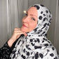 Printed Jersey Hijab: Black Dandelion Puffs