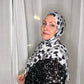 Printed Jersey Hijab: Black Dandelion Puffs