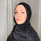 Jersey Hijab: Metallic Silver & Black Leopard