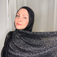 Jersey Hijab: Metallic Silver & Black Leopard