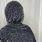 Jersey Hijab: Metallic Silver & Black Leopard