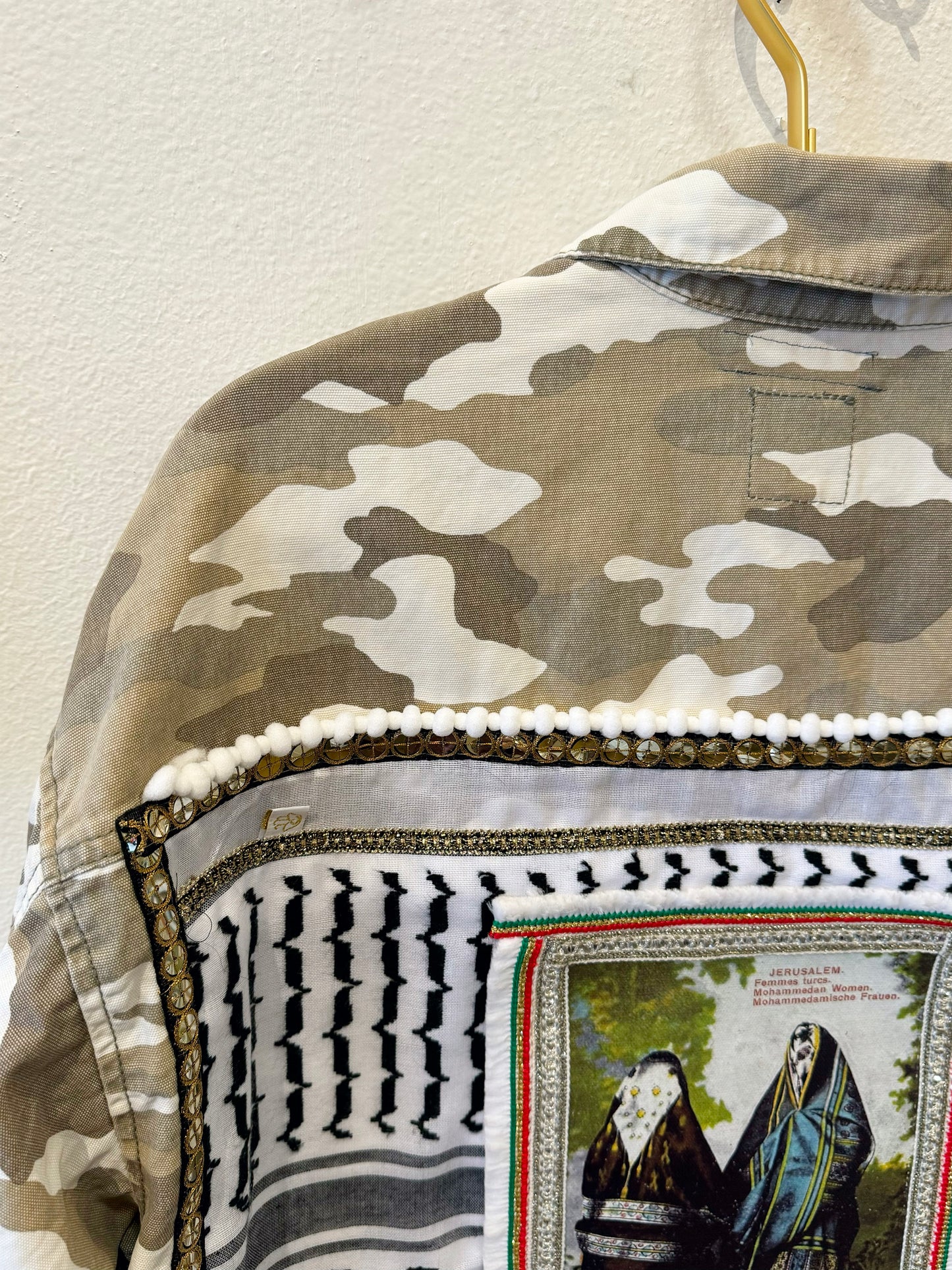 Palestinian Kuffiyah Camo Cropped Jean Jacket