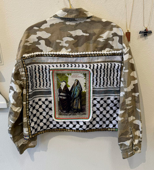 Palestinian Kuffiyah Camo Cropped Jean Jacket