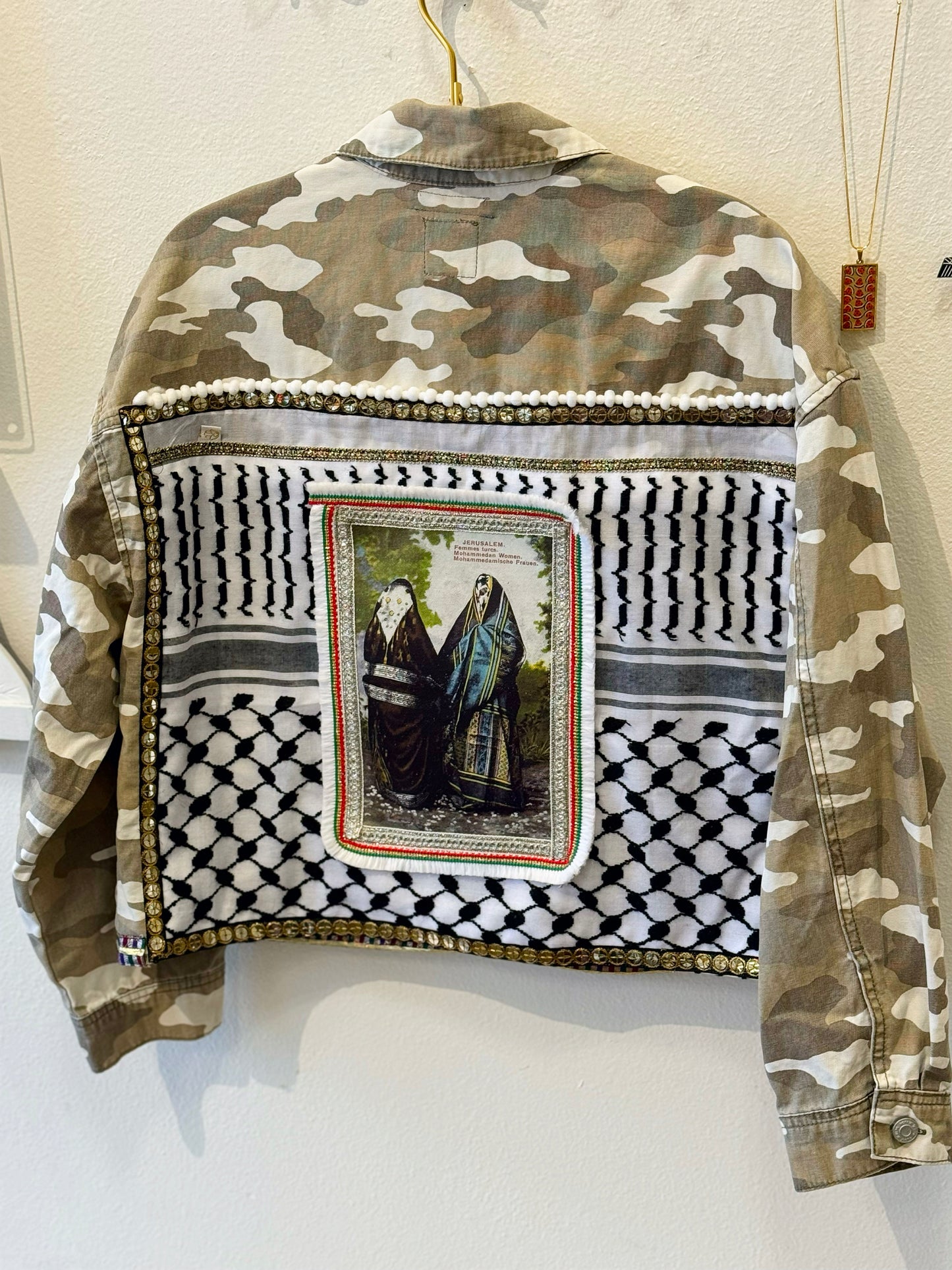 Palestinian Kuffiyah Camo Cropped Jean Jacket