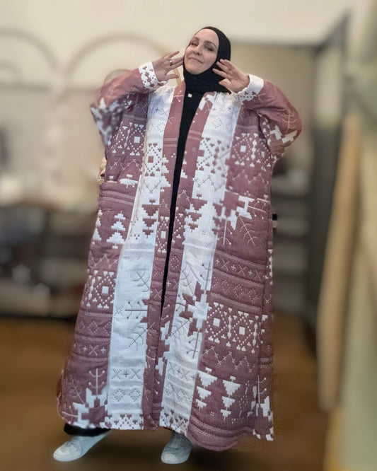 Up-cycled Pocket Anorak Abaya - Quilted Muted Mauve