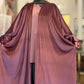 Power Silhouette Abaya - Deep Rose Ribbed Stretch Velvet