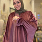Power Silhouette Abaya - Deep Rose Ribbed Stretch Velvet