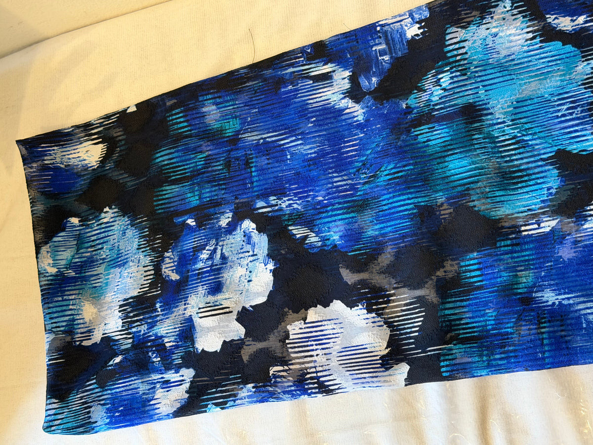 Jacquard Burnout Chiffon Hijab: Cobalt Current