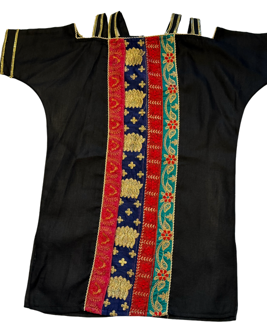 Laila Festive Eid Dress - Floral Stripes (Girls Size 6)