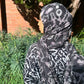 Crinkle Chiffon Hijab:  Black Bows and Cameos