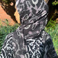Crinkle Chiffon Hijab:  Black Bows and Cameos