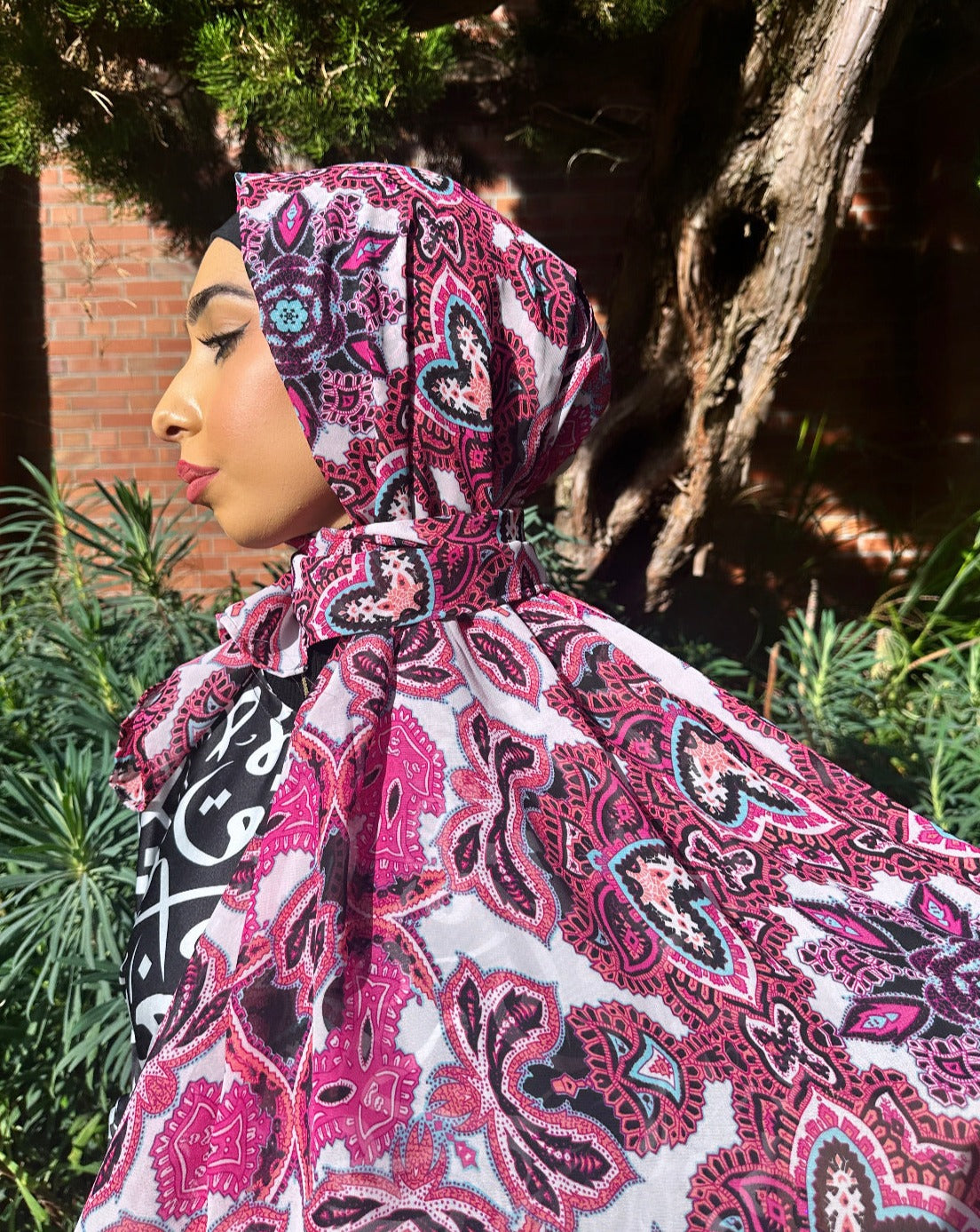 Chiffon Hijab: Hot Pink Mandalas