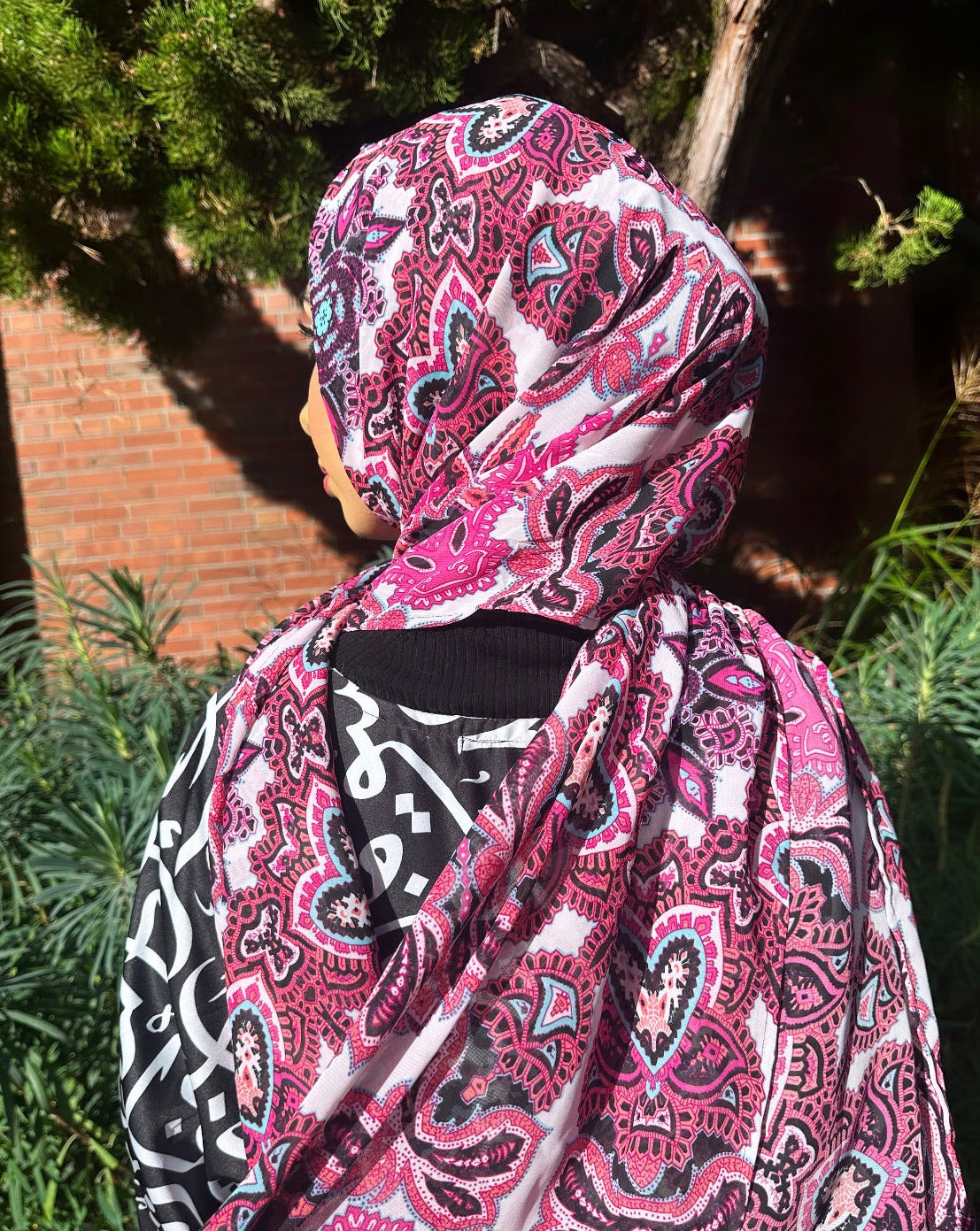 Chiffon Hijab: Hot Pink Mandalas