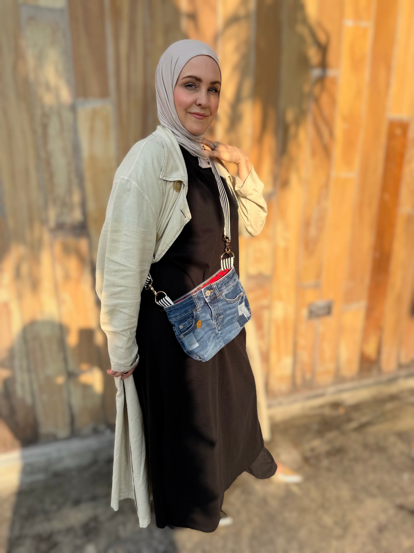 The Watermelon Resistance — Upcycled Denim Convertible Bag