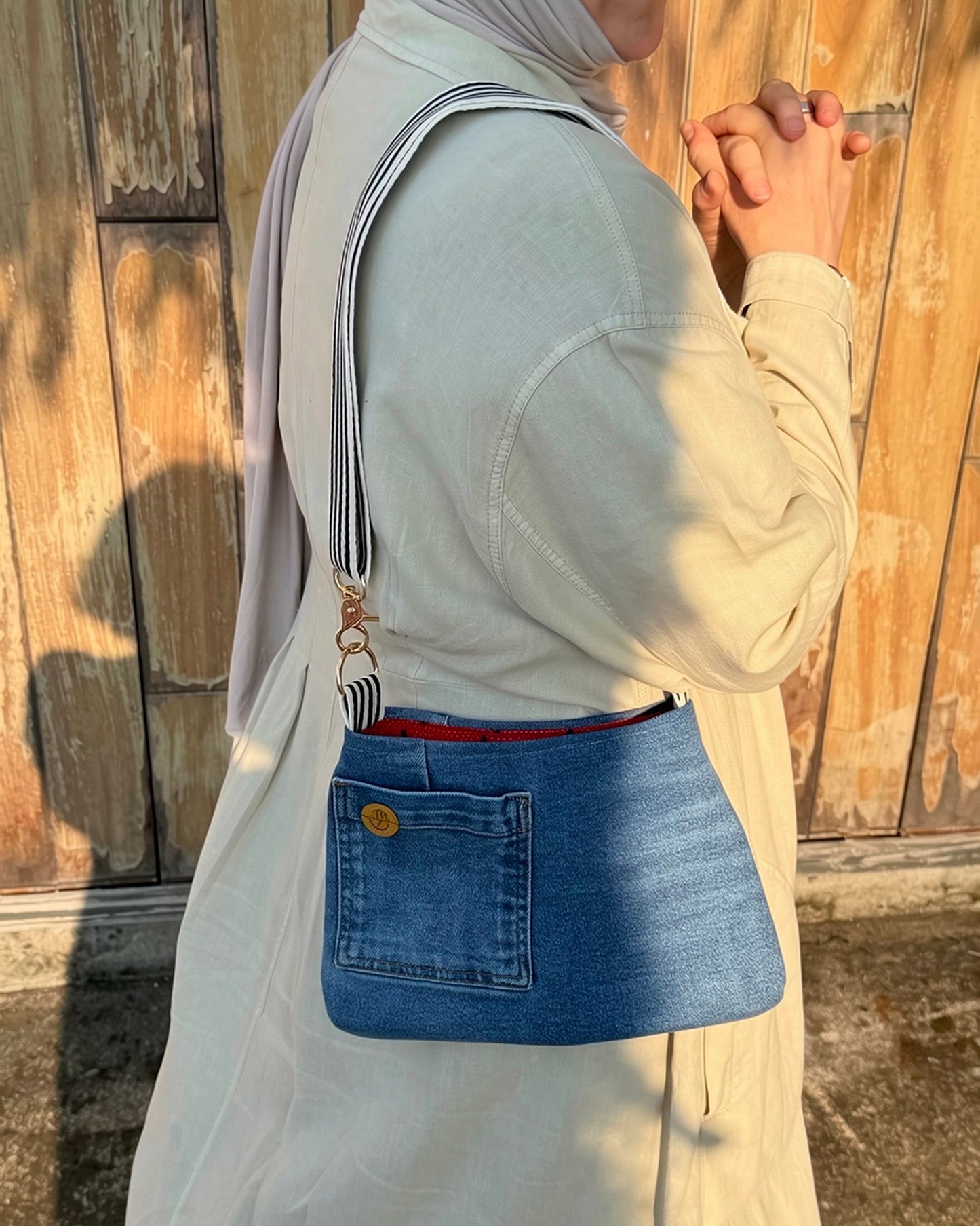 The Watermelon Resistance — Double Pocket | Upcycled Denim Convertible Bag
