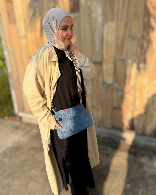 The Watermelon Resistance — Double Pocket | Upcycled Denim Convertible Bag