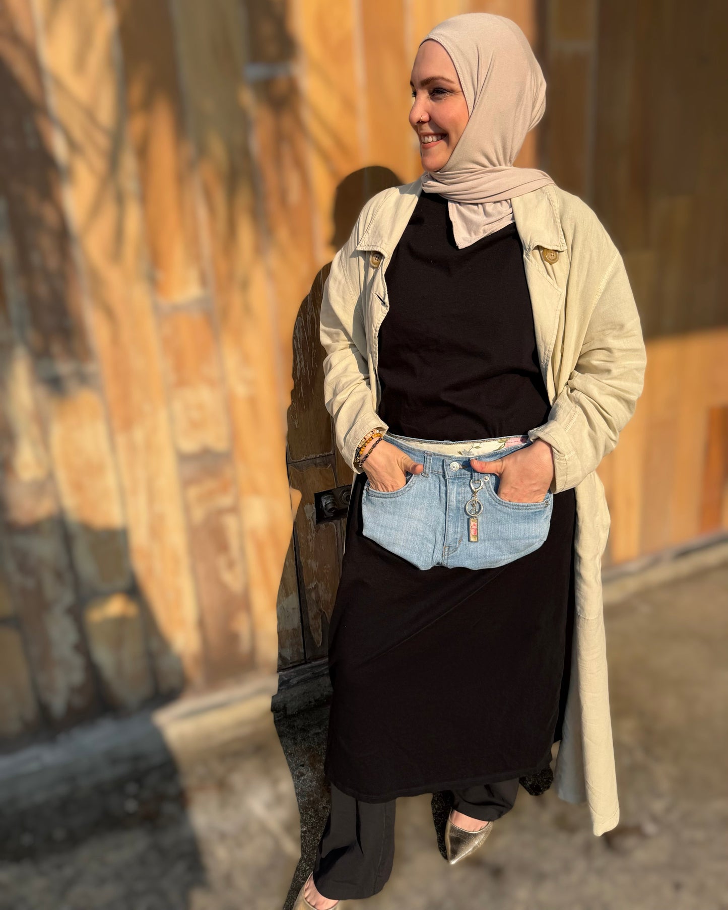 The Daisy Rose — Light-Wash Upcycled Denim Convertible Bag