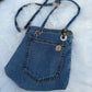 The Pocket Story Mini — Saffron Bloom | Upcycled Denim Convertible Bag