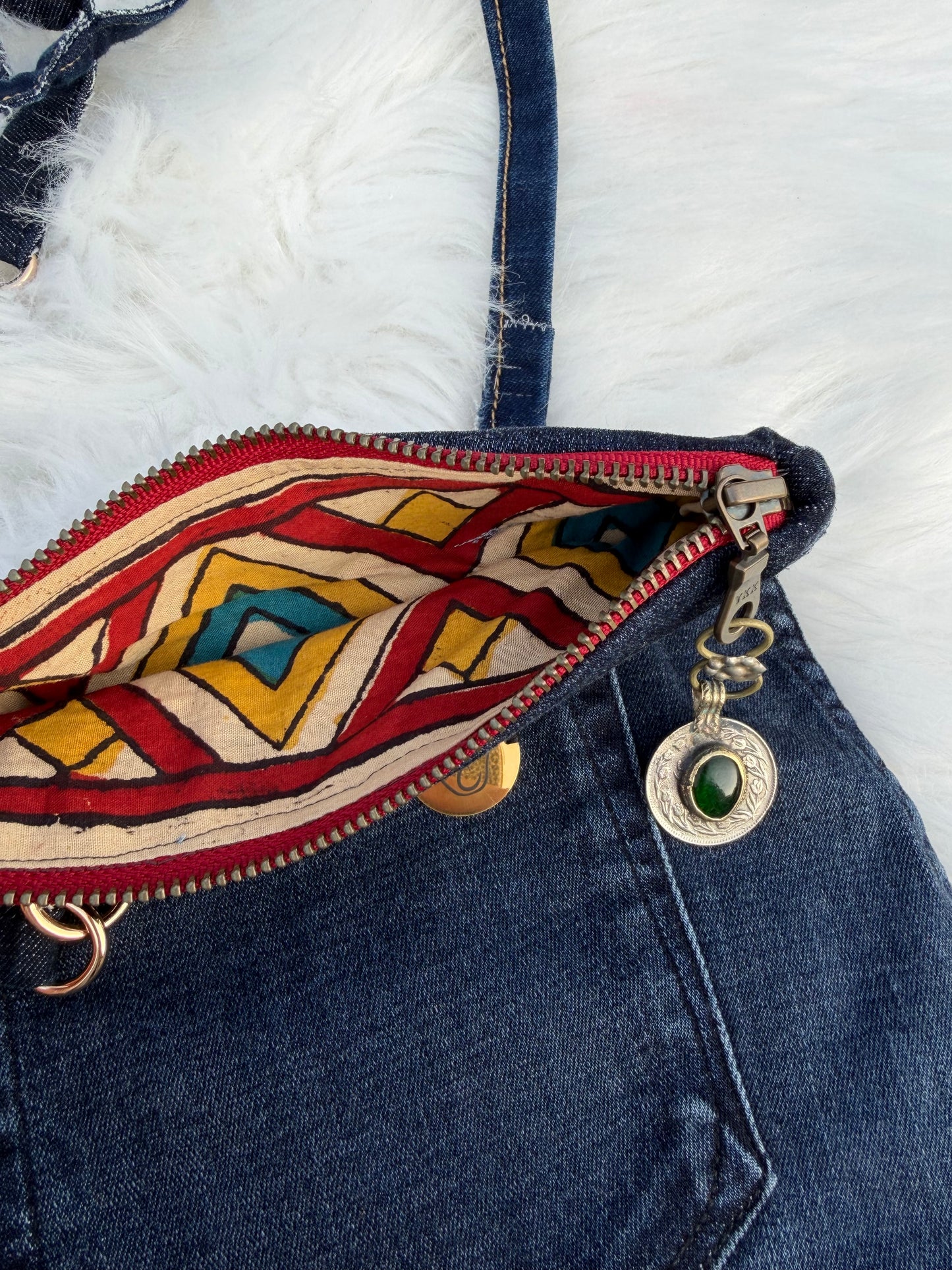 The Pocket Story Mini — Mosaic Souq | Upcycled Denim Convertible Bag