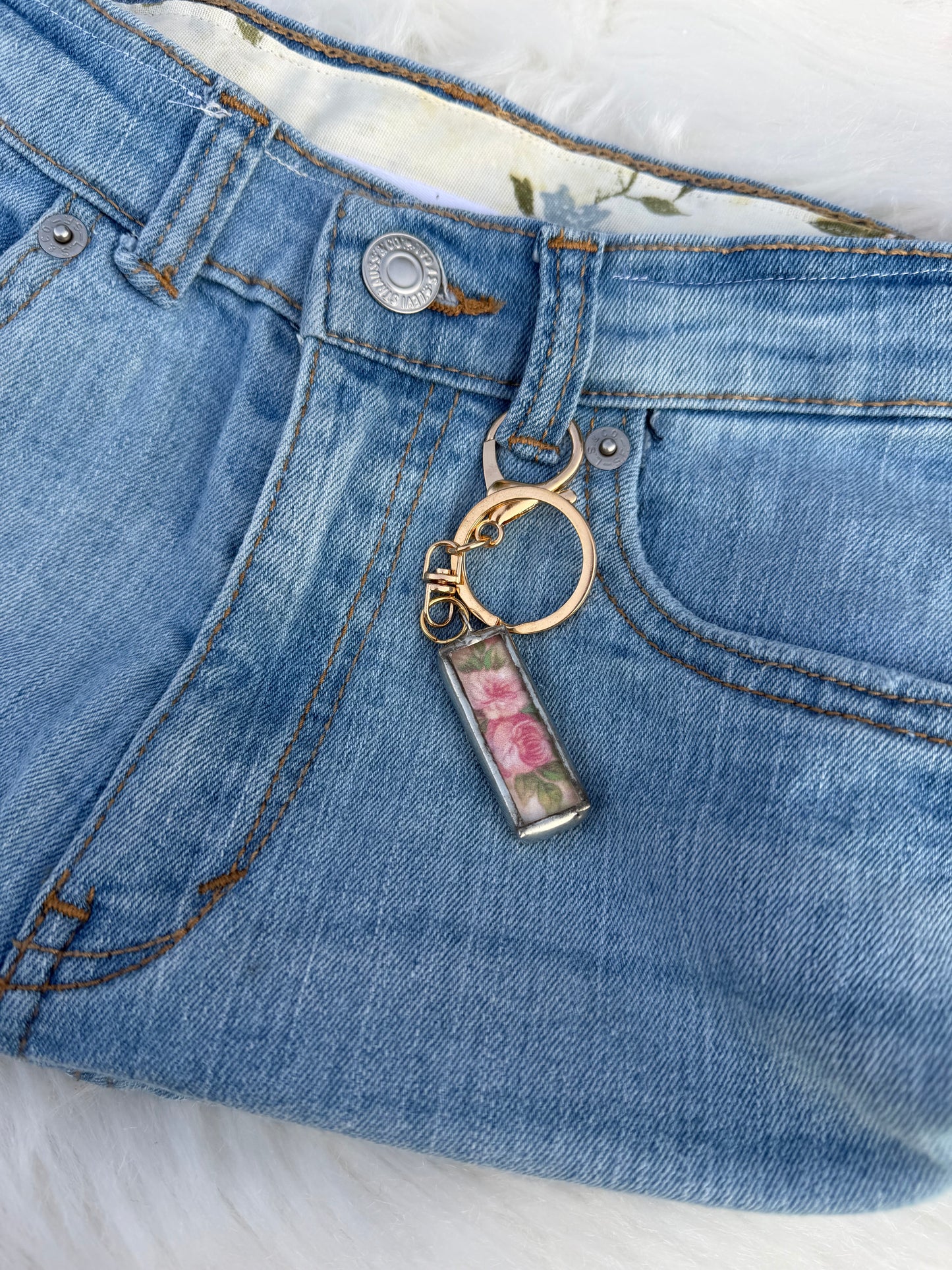 The Daisy Rose — Light-Wash Upcycled Denim Convertible Bag