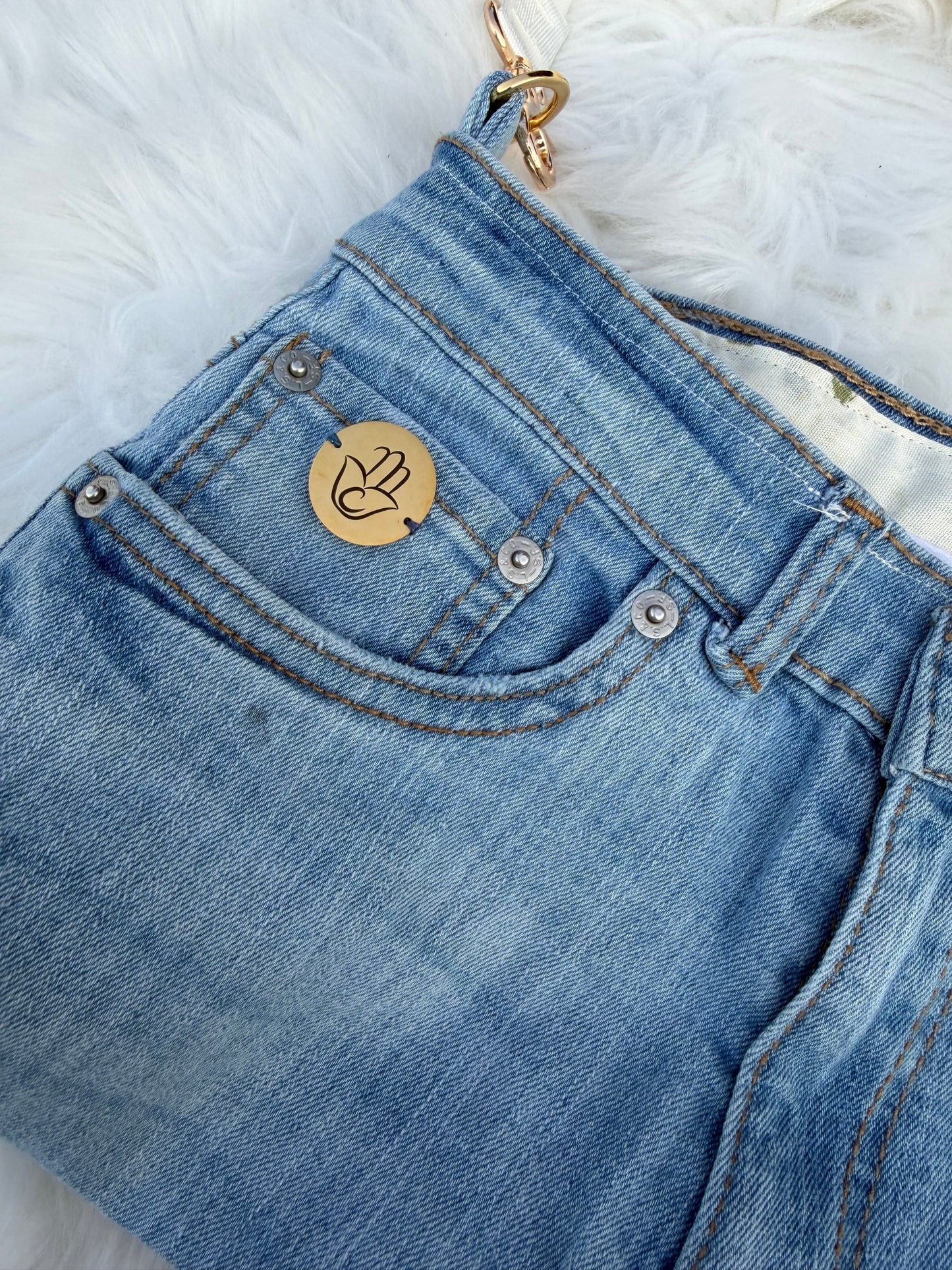 The Daisy Rose — Light-Wash Upcycled Denim Convertible Bag