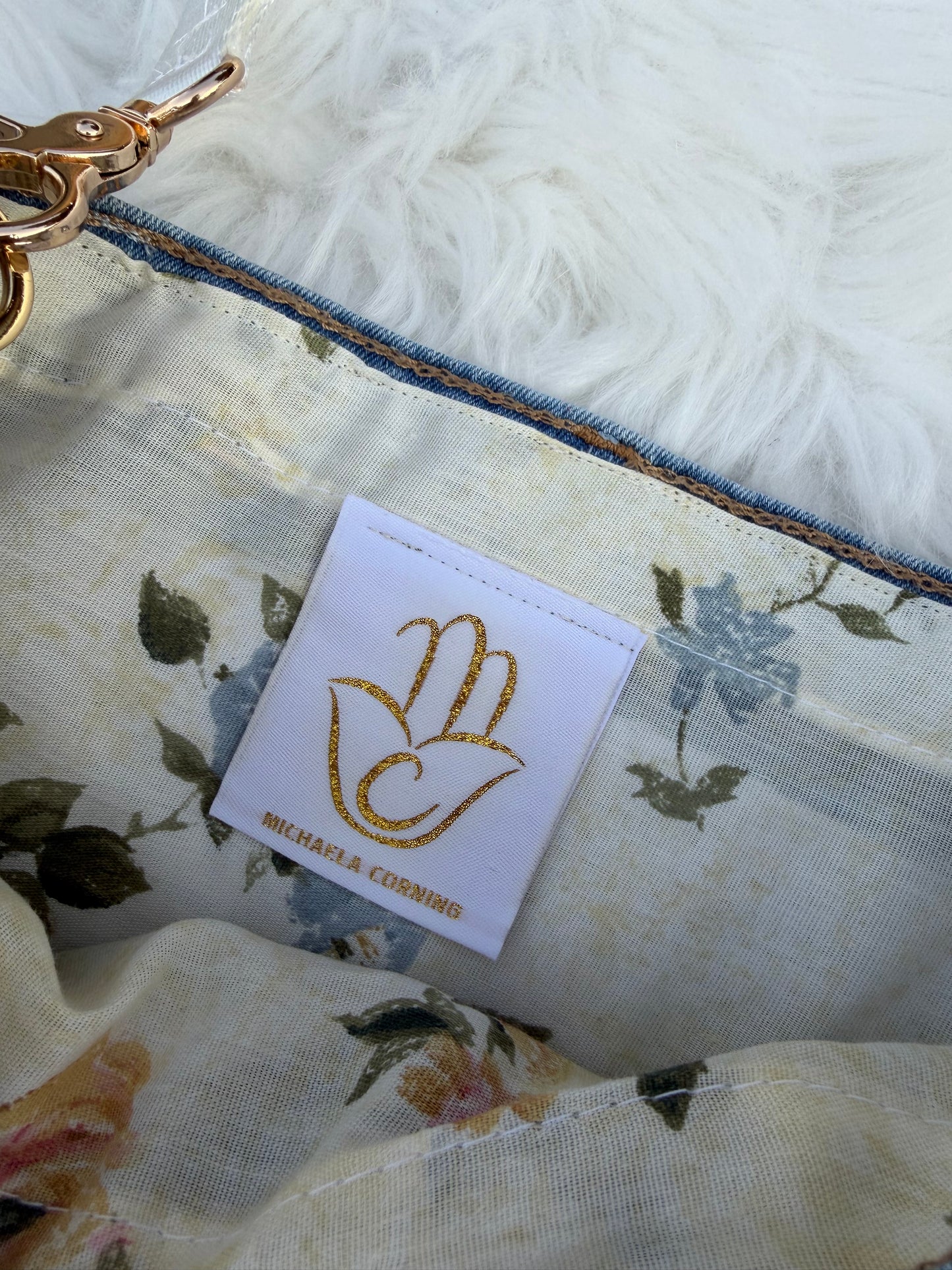 The Daisy Rose — Light-Wash Upcycled Denim Convertible Bag