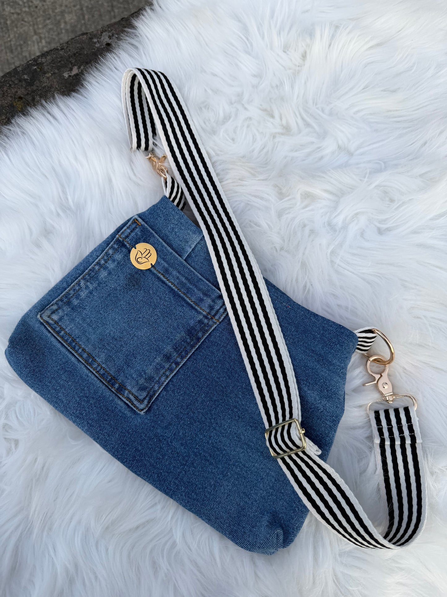 The Watermelon Resistance — Double Pocket | Upcycled Denim Convertible Bag