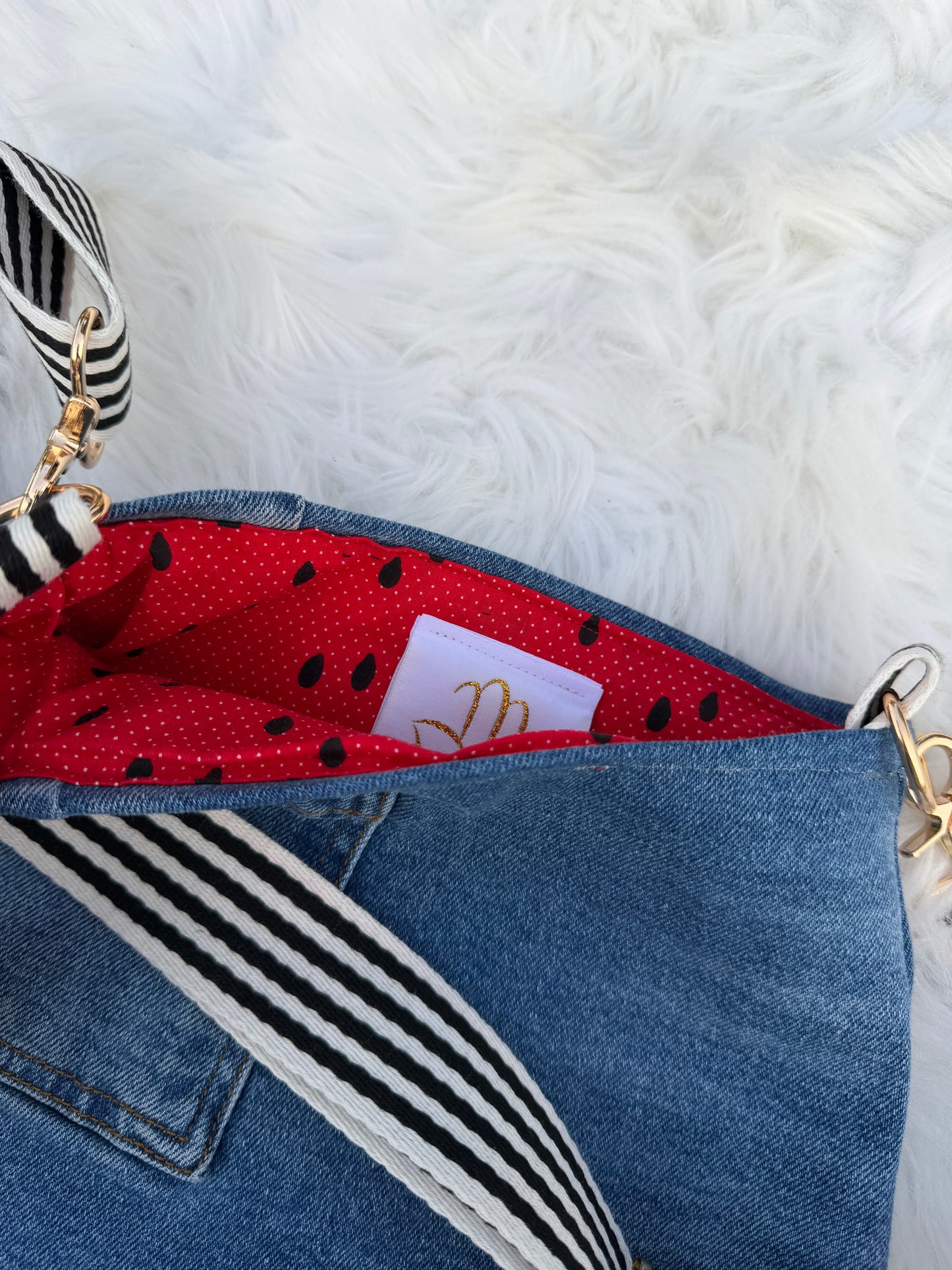 The Watermelon Resistance — Double Pocket | Upcycled Denim Convertible Bag