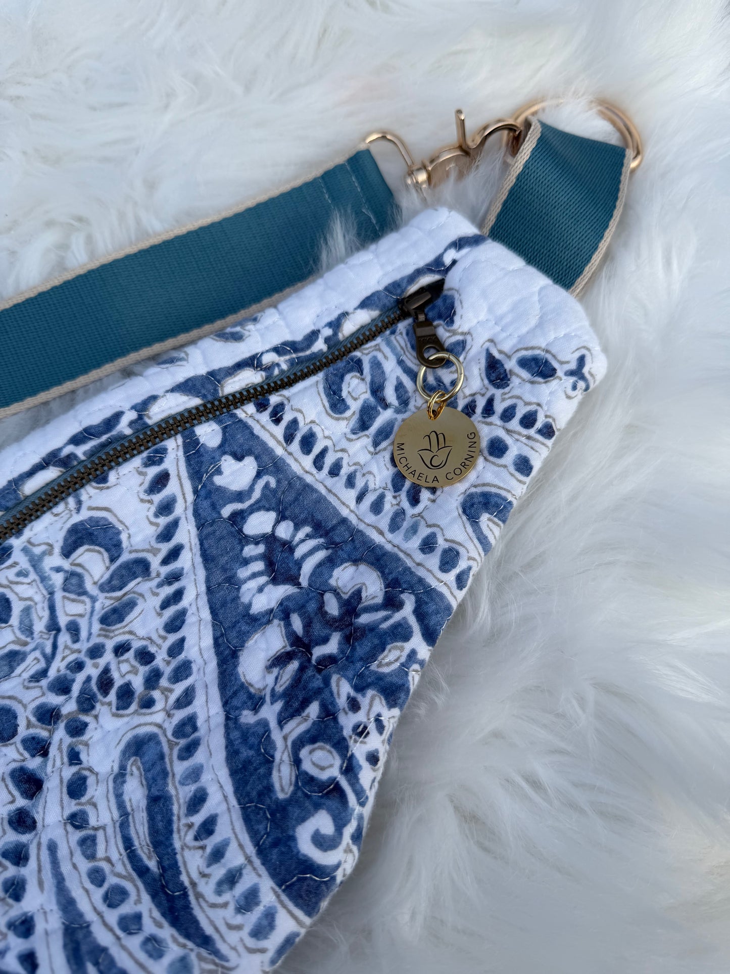 Indigo Paisley — Upcycled Quilt Waist Bag