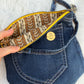 The Pocket Story Mini — Desert Rhythm, Dark Wash | Upcycled Denim Convertible Bag