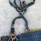 The Pocket Story Mini — Mosaic Souq, Medium Wash + Yellow Zip | Upcycled Denim Convertible Bag