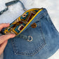 The Pocket Story Mini — Mosaic Souq, Medium Wash + Yellow Zip | Upcycled Denim Convertible Bag