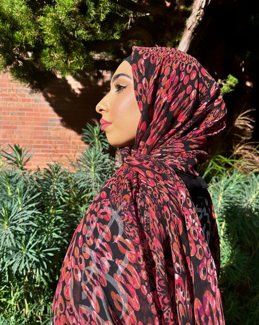 Crepe Chiffon Hijab: French Auburn Plumes