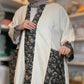 Upcycled Pocket Anorak Abaya — Ivory Midnight Garden