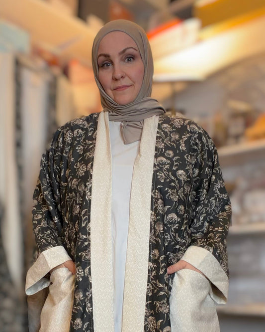 Upcycled Pocket Anorak Abaya — Midnight Garden