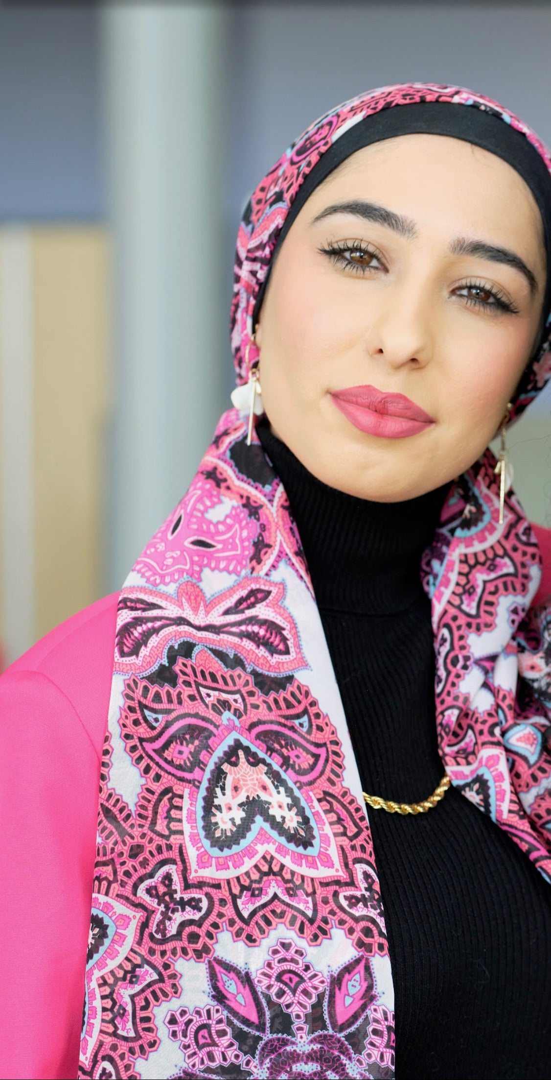 Chiffon Hijab: Hot Pink Mandalas