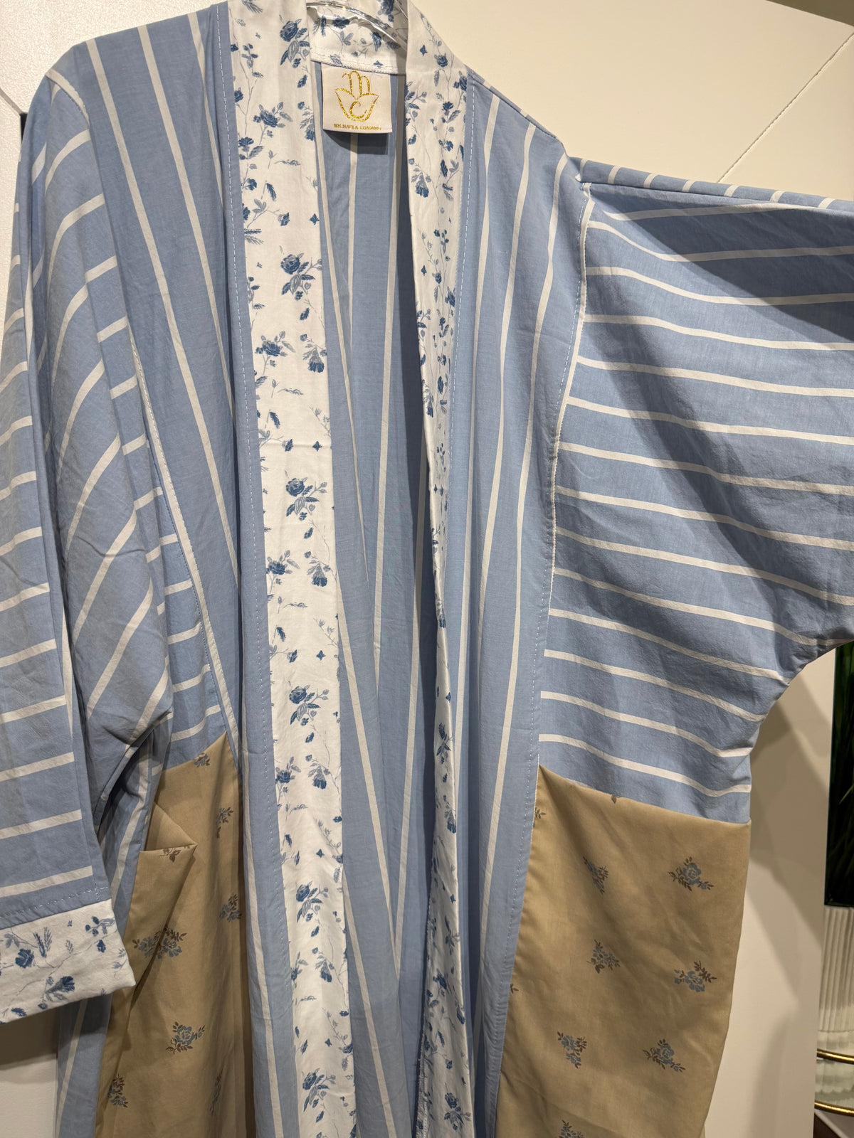 Upcycled Pocket Anorak Abaya — Blue Willow