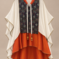 Layali Girls’ Embellished High-Low Tunic — White & Orange
