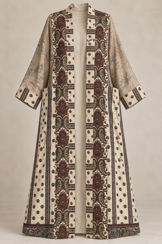 Up-cycled Pocket Anorak Abaya - Sandstone Paisley