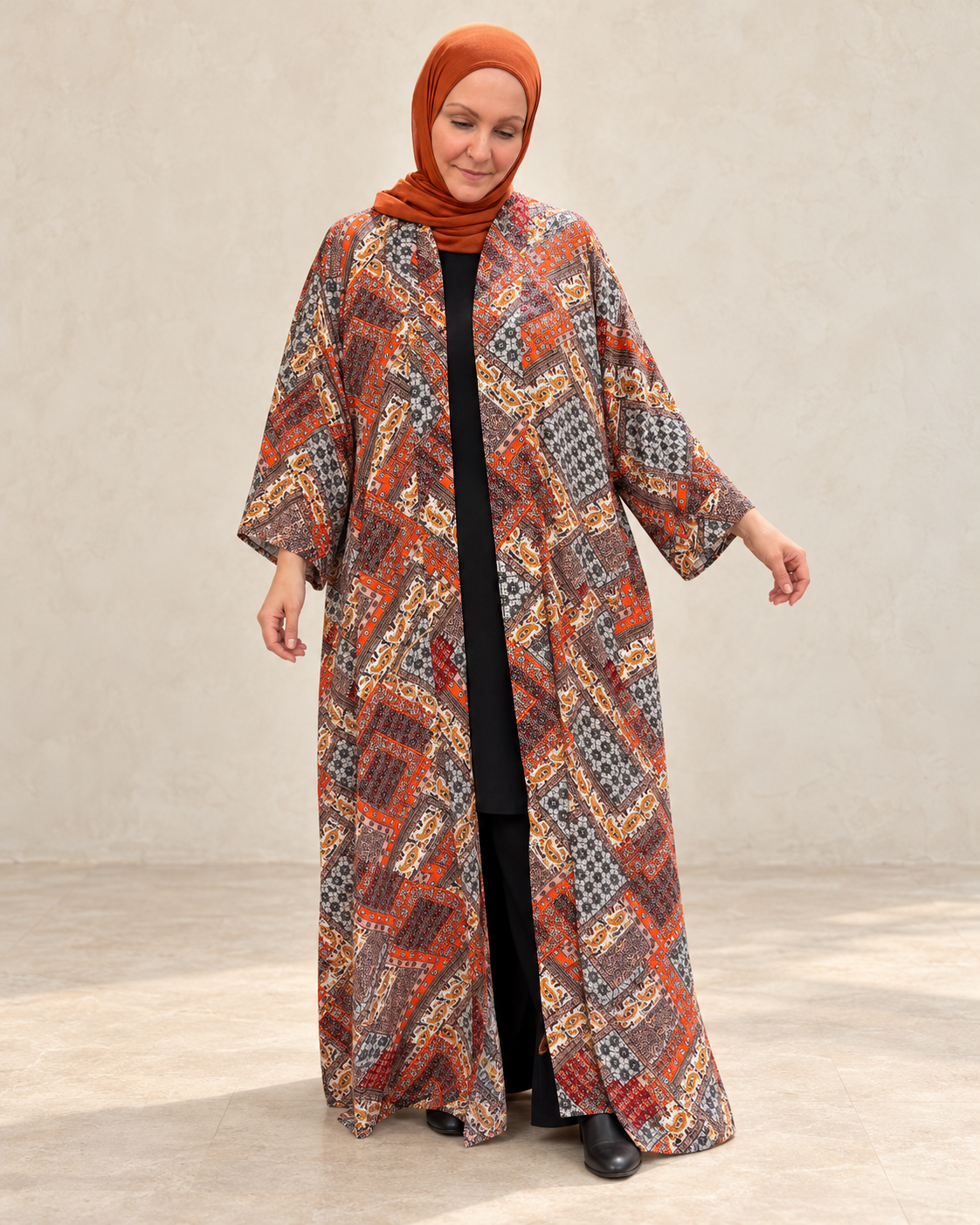 Nour Oversized Abaya - Saffron Mosaic