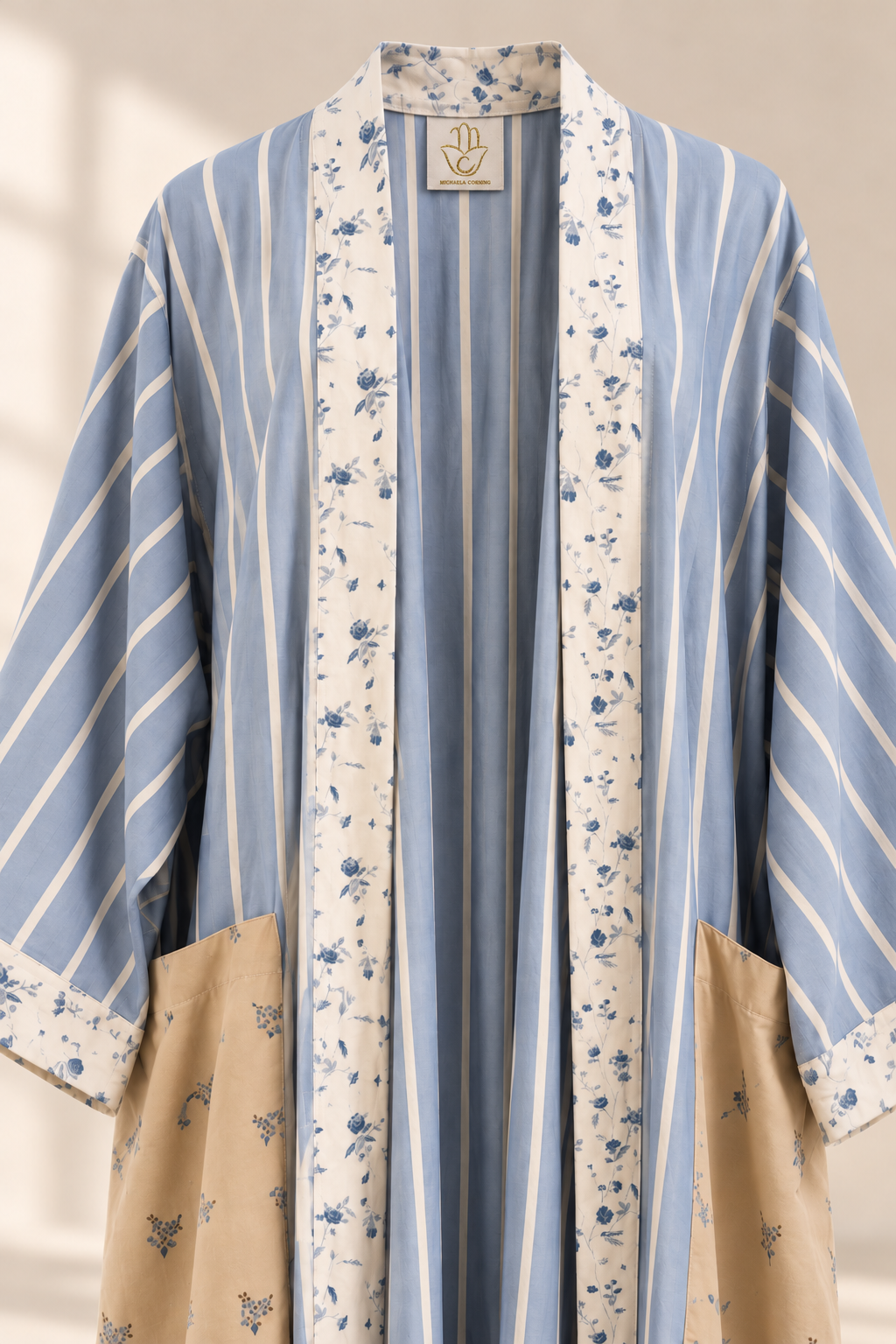 Upcycled Pocket Anorak Abaya — Blue Willow
