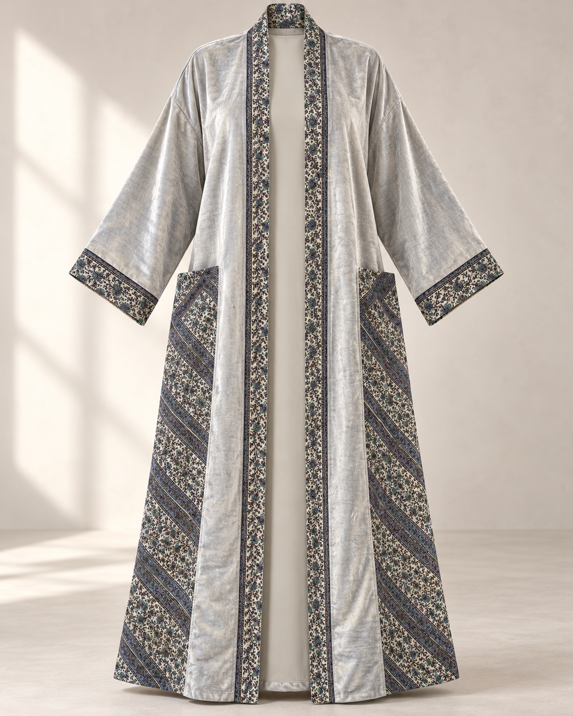 Up-cycled Pocket Anorak Abaya - Silver Filigree