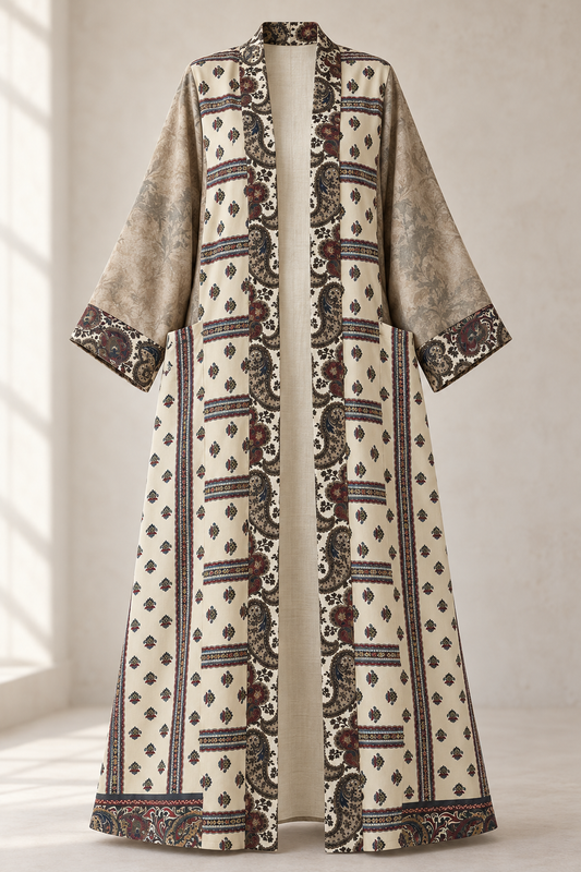 Up-cycled Pocket Anorak Abaya - Sandstone Bloom