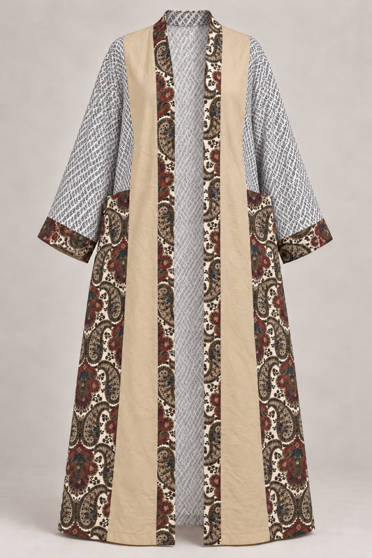 Up-cycled Pocket Anorak Abaya - Ivory Feather