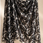Jacquard Burnout Chiffon Hijab: Rose Imprint - Black