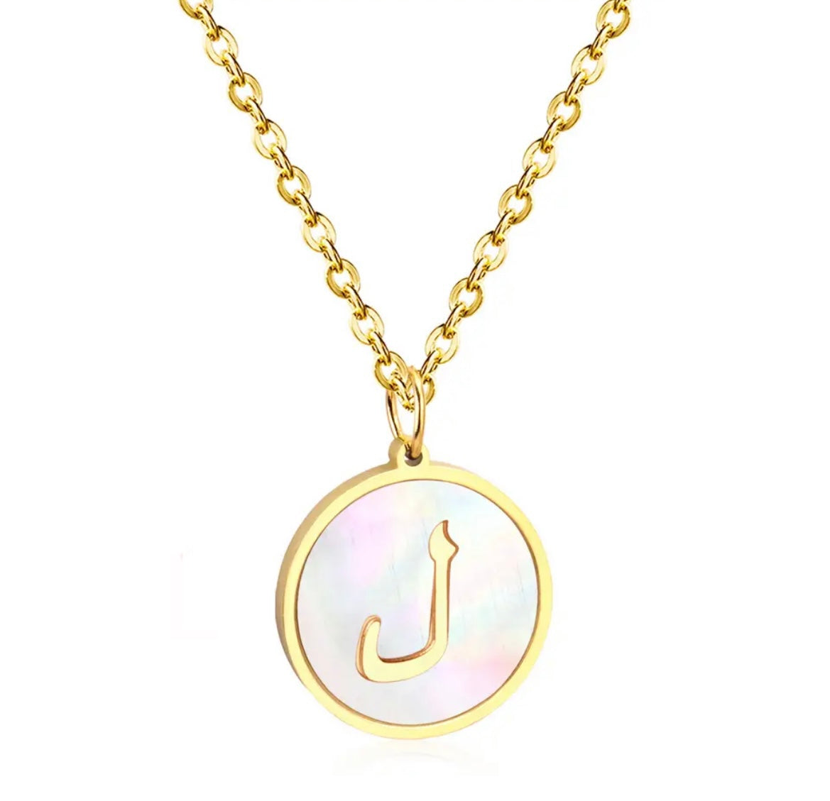 Gold Necklace: Luxe Pearl Arabic Letter