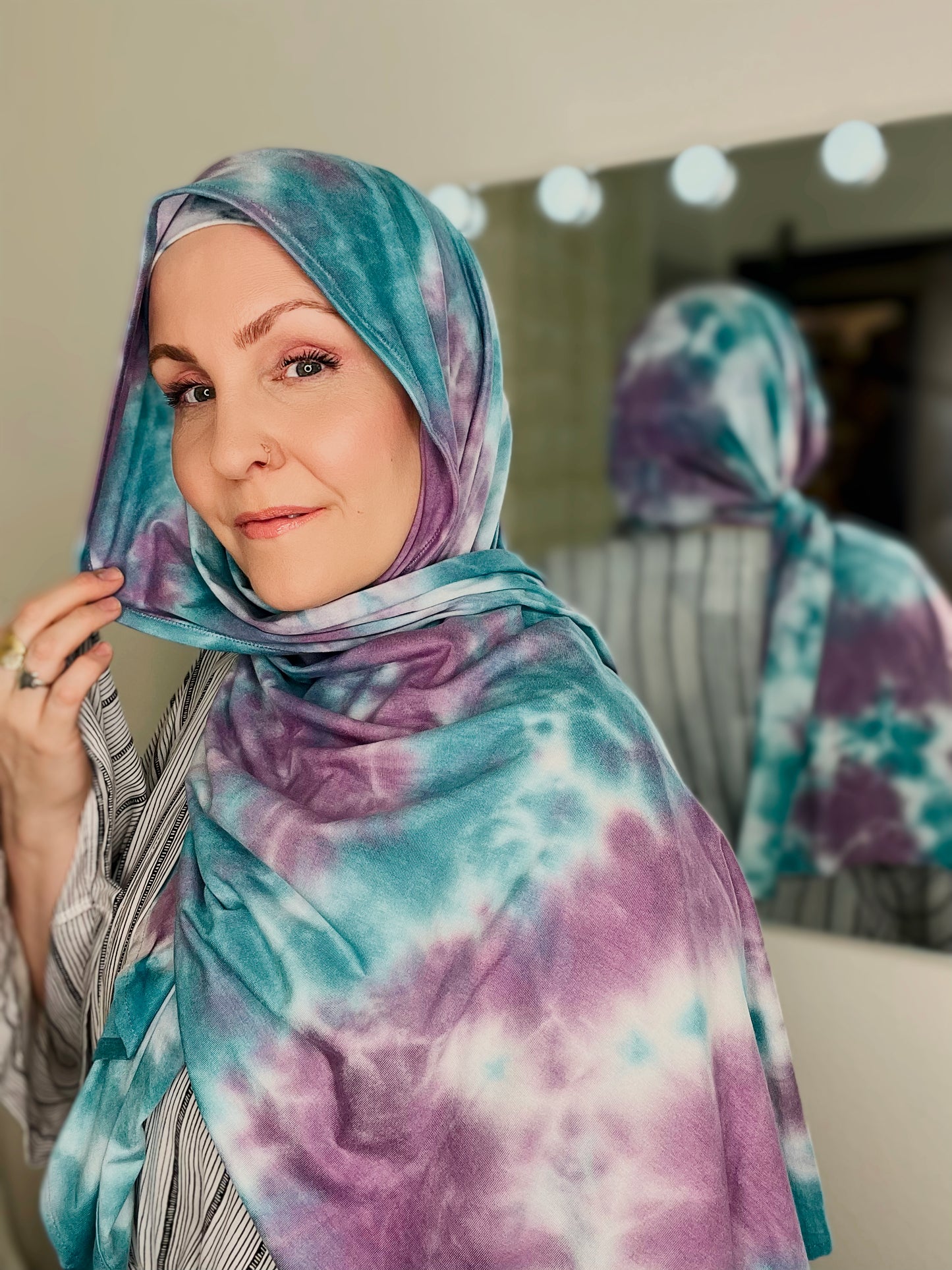 Tie Dye Jersey Hijab: Blue Raspberry Slushie