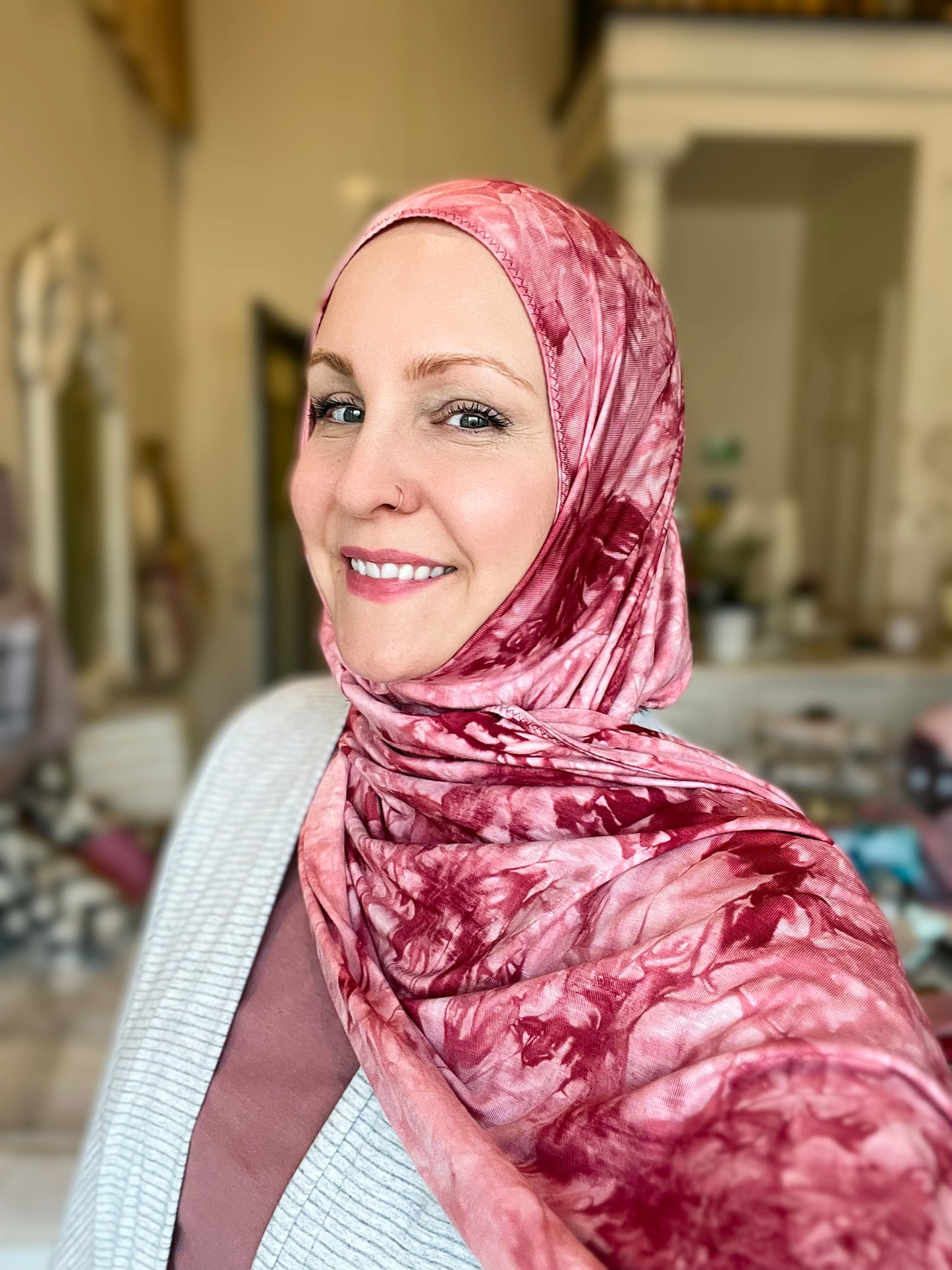 Tie Dye Jersey Hijab: Cherry Burst