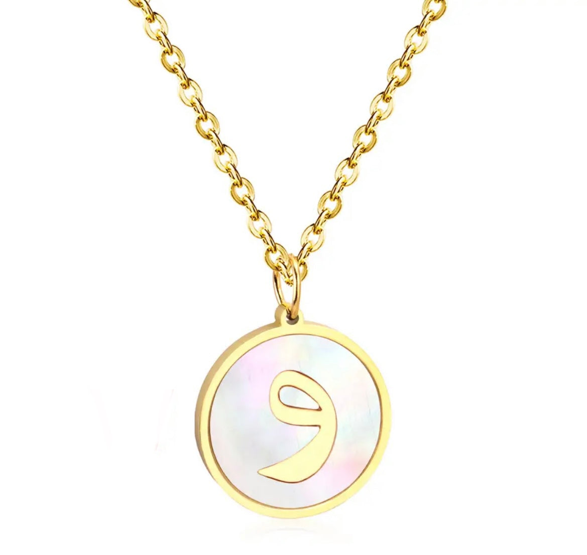 Gold Necklace: Luxe Pearl Arabic Letter