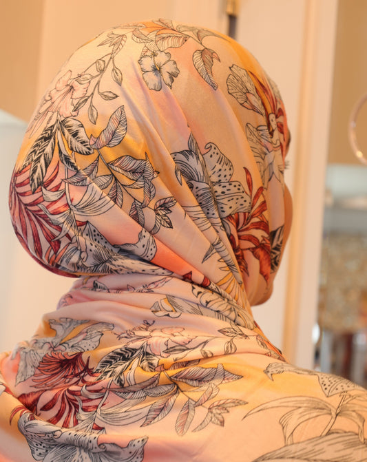 Printed Jersey Hijab: Island Punch